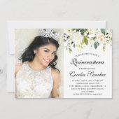 Waterverf Ivoor Rozen Quinceanera Foto Kaart (Voorkant)