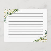 Waterverf Ivoor Wit Bloemen Receptenkaart Briefkaart (Achterkant)