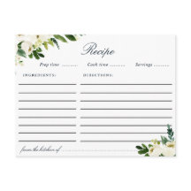 Waterverf Ivoor Wit Bloemen Receptenkaart