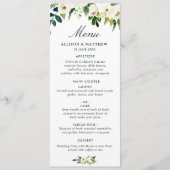 waterverf ivoor wit bloemenbruiloft menu (Voorkant)