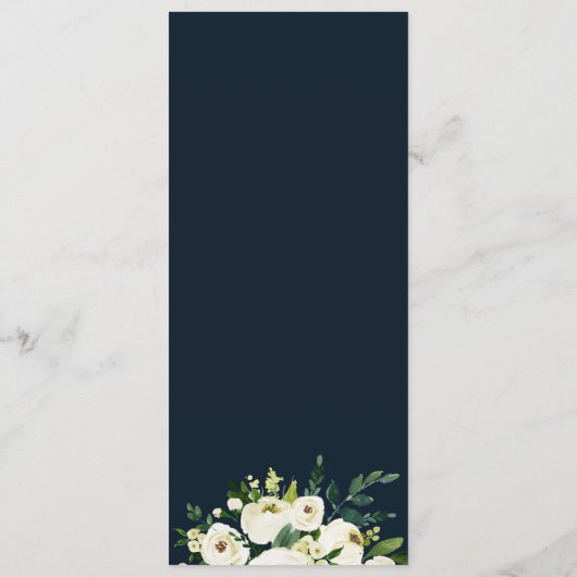waterverf ivoor wit bloemenbruiloft menu (Achterkant)