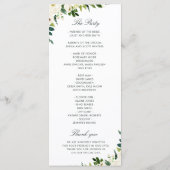 Waterverf ivoor wit bloemenbruiloft programma programmakaart (Achterkant)