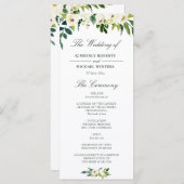 Waterverf ivoor wit bloemenbruiloft programma programmakaart (Voorkant / Achterkant)