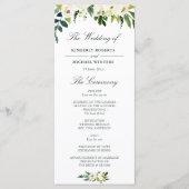 Waterverf ivoor wit bloemenbruiloft programma programmakaart (Voorkant)