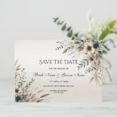 Waterverf Ivoorblauw Bloemen Bewaar de datum Save The Date (Staand voorkant)