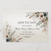 Waterverf Ivoorblauw Bloemen Bewaar de datum Save The Date (Voorkant / Achterkant)