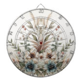 Waterverf Ivoorblauw Bloemen Dartboard Dartbord (Voorkant)