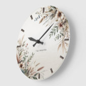 Waterverf Ivoorblauw Bloemen Wandklok (Hoek)