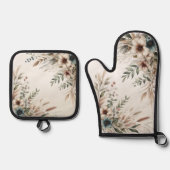 Waterverf Ivoorblauw Ovenwant & Pannenlap Set (Voorkant)