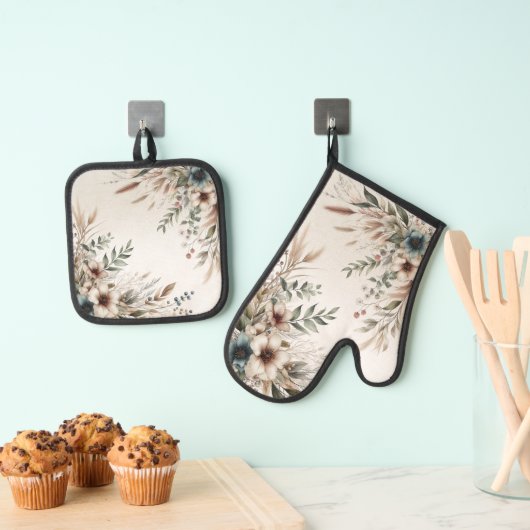 Waterverf Ivoorblauw Ovenwant & Pannenlap Set (Insitu(Ophanging))