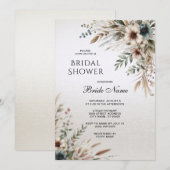 Waterverf ivoorblauwe bloemen bruidsdouche kaart (Voorkant / Achterkant)