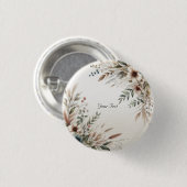 Waterverf ivoorblauwe bloemen knoop ronde button 3,2 cm (Voorkant /achterkant)