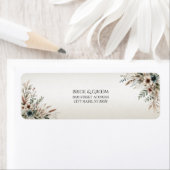 Waterverf ivoorblauwe bloemen retouradreslabel etiket (Insitu)