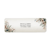 Waterverf ivoorblauwe bloemen retouradreslabel etiket (Voorkant)