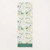Waterverf Ivoorcrème Bloemen & groen Yogamat (Voorkant)