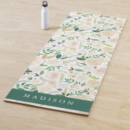 Waterverf Ivoorcrème Bloemen & groen Yogamat