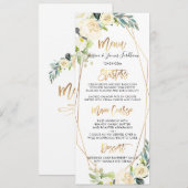 Waterverf ivoorkleurige rozen+ albasten pioenrozen kaart (Voorkant / Achterkant)