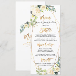 Waterverf ivoorkleurige rozen+ albasten pioenrozen kaart