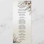 Waterverf Ivoren Blauwe Bloemen Trouwprogramma Programmakaart (Achterkant)