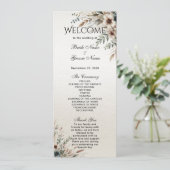 Waterverf Ivoren Blauwe Bloemen Trouwprogramma Programmakaart (Staand voorkant)