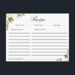 waterverf ivoren bloemen receptenkaart briefkaart<br><div class="desc">Een mooi waterverf floraal ontwerp met ivoren witte bloemen. De eigenschappen van dit ontwerp kunnen worden gepersonaliseerd.</div>