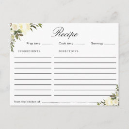 waterverf ivoren bloemen receptenkaart briefkaart