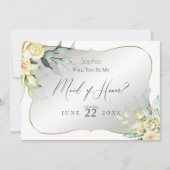 Waterverf Ivoren Gele Blush Rozen Maid of Honor Kaart (Voorkant)