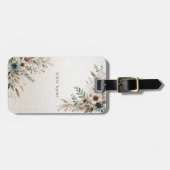 Waterverf Ivory Blue Flowers Bagagelabel (Voorkant horizontaal)