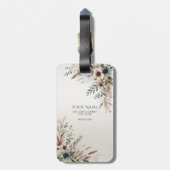 Waterverf Ivory Blue Flowers Bagagelabel (Achterkant verticaal)