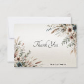 Waterverf Ivory Blue Flowers bedankje Bedankkaart (Voorkant)