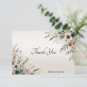 Waterverf Ivory Blue Flowers bedankje Bedankkaart (Staand voorkant)