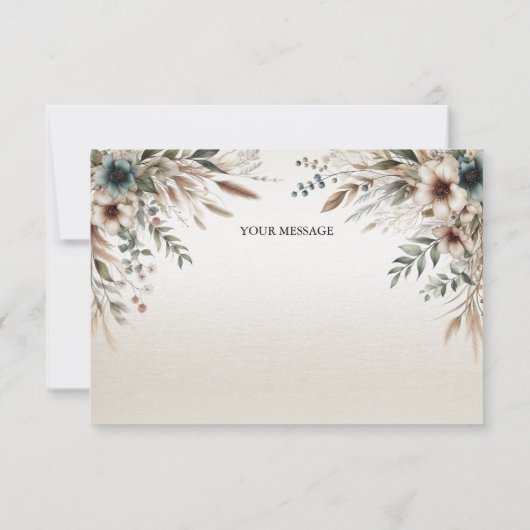 Waterverf Ivory Blue Flowers bedankje Bedankkaart (Achterkant)