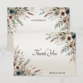 Waterverf Ivory Blue Flowers bedankje Bedankkaart (Voorkant / Achterkant)