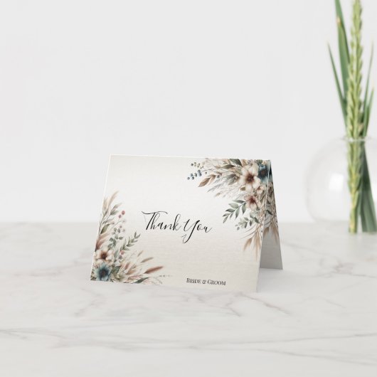 Waterverf Ivory Blue Flowers bedankje Bedankkaart (Voorkant)