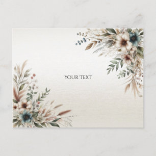 Waterverf Ivory Blue Flowers Briefkaart
