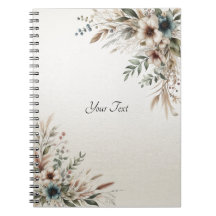Waterverf Ivory Blue Flowers Notitieboek