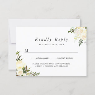 Waterverf Ivory Chic Floral RSVP met keuze uit maa