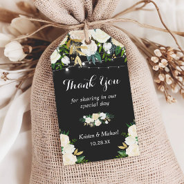 Waterverf Ivory Floral Wedding Favor Hartelijk dan Cadeaulabel