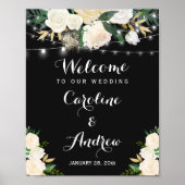 Waterverf Ivory Floral Wedding Welkom Poster (Voorkant)