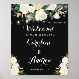 Waterverf Ivory Floral Wedding Welkom Poster