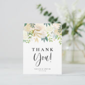 Waterverf Ivory Peonies Gold Weddenschap Hartelijk Briefkaart (Staand voorkant)