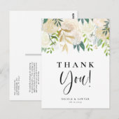 Waterverf Ivory Peonies Gold Weddenschap Hartelijk Briefkaart (Voorkant / Achterkant)