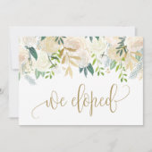 Waterverf Ivory Peony en Roos Elopement Aankondiging (Voorkant)