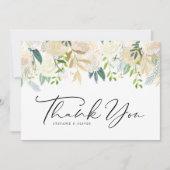 Waterverf Ivory Peony en Roos Floral Wedding Bedankkaart (Voorkant)