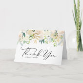 Waterverf Ivory Peony en Roos Floral Wedding Bedankkaart (Voorkant)