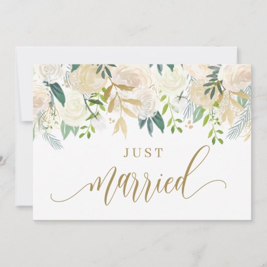 Waterverf Ivory Peony en Roos Gehuwd Aankondiging (Voorkant)