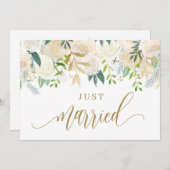 Waterverf Ivory Peony en Roos Gehuwd Aankondiging (Voorkant / Achterkant)