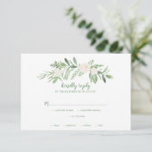 Waterverf Ivory Roos Floral Wedding RSVP Kaartje (Staand voorkant)