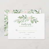 Waterverf Ivory Roos Floral Wedding RSVP Kaartje (Voorkant / Achterkant)