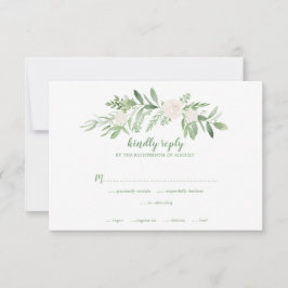 Waterverf Ivory Roos Floral Wedding RSVP Kaartje